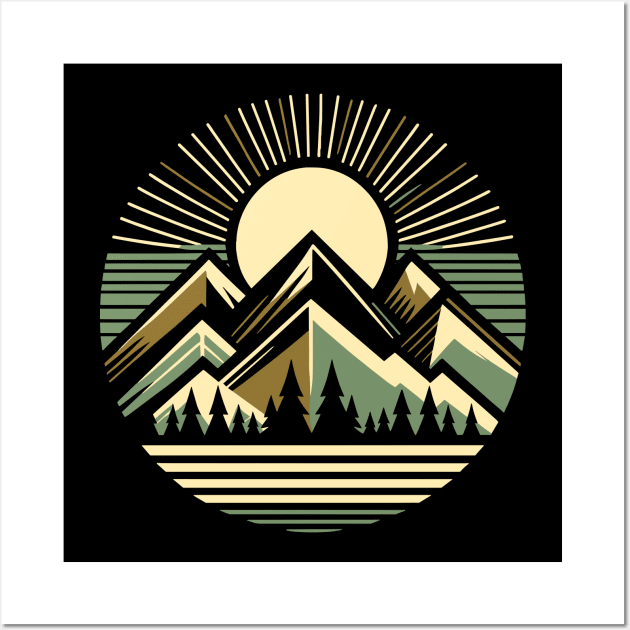 Majestic Mountains in Vintage Style Wall Art by Xeire